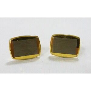 Vtg Cufflink square gold silver tone bullet back men accessories mid century